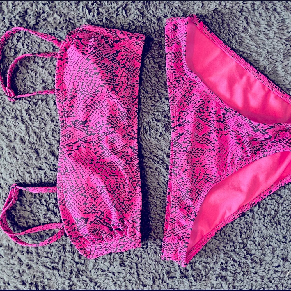 Pink snake skin bikini